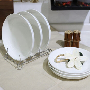 
                                        
                                                            洁雅杰陶瓷餐具 家用盘子陶瓷汤盘(8英寸)白瓷饭盘陶瓷餐具套装 6只装                