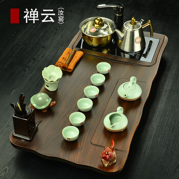 
                                        太初天诺 实木茶盘茶台茶托紫砂茶具茶壶茶杯茶海套装四合一功夫茶具 套装二 云水禅心+万象茶具                