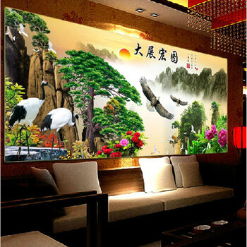 
                                        皇家彼岸十字绣印花新款客厅大画迎客松大展宏图十字绣套件包邮 11CT棉线印花150*65                