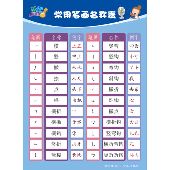 常用笔画名称表一张_ 1折现价7元