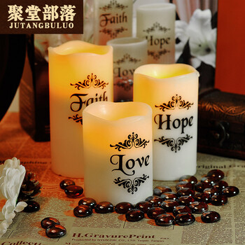 
                                        聚堂部落（jutangbuluo） LED电子蜡烛灯 婚庆浪漫生日礼品蜡烛三个一套带托盘                