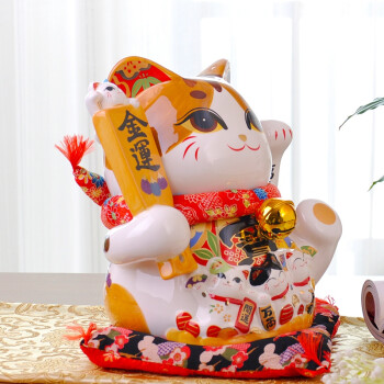 
                                        金石工坊 福来招财睁眼猫存钱罐大号陶瓷招财猫装饰摆件开业乔迁送礼收银台摆设包邮SC1012                