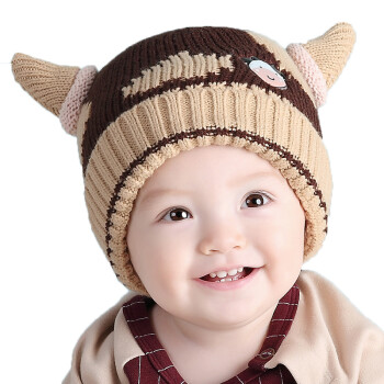 1-2岁婴儿毛线帽 儿童帽子 男女宝宝加绒保暖帽