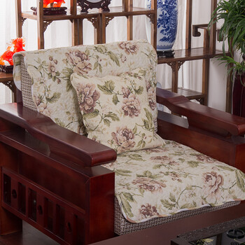 
                                        小家子 双面纯棉中式田园布艺真皮实木沙发垫牡丹 富贵牡丹 110cm*210cm单条装                