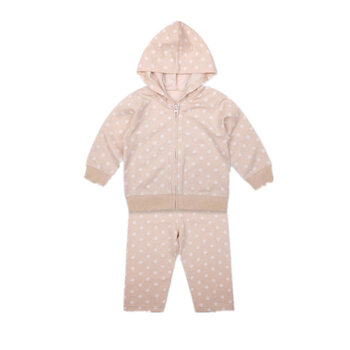 papa有机棉大波点<em>带帽</em>拉链<em>开衫婴儿卫衣</em>套装