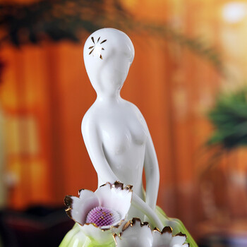 跃洋 欧式现代简约陶瓷器摆件 抽象美女人物雕塑 客厅电视柜酒柜家居装饰品 结婚礼物 一对