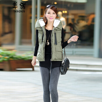 <em>羊诺</em>2014秋冬新款大码军工装羽绒短外套背心