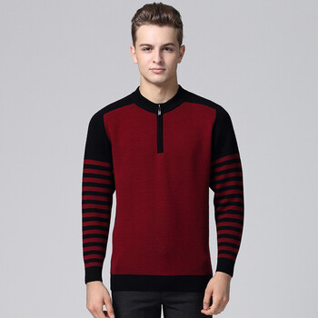 威堡比圣 羊毛衫<em>男士</em>半高<em>拉链领毛衣</em> 商务休闲