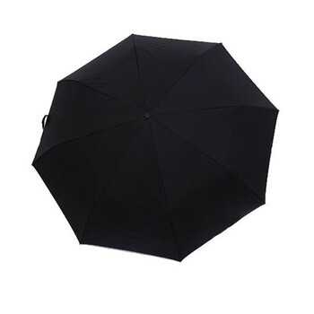 
                                        雨の谜  巴黎铁塔手电筒自动伞 三折伞晴雨伞银胶防紫外线 黑色                