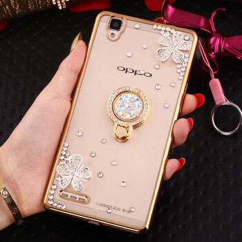 天美意 oppo a33手机壳 电镀指环镶钻防摔 适用a33t/m/w 金色彩钻宝石