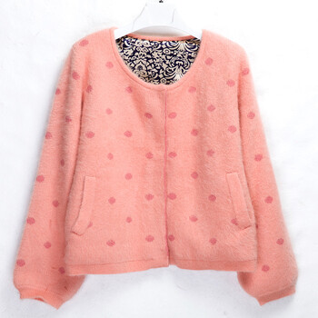 衫谷时尚女装秋冬款长毛<em>貂绒开衫</em>欧洲站高端貂