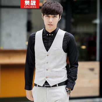 奥靓 2014秋冬纯色男士<em>马甲男修身小西装</em>男短