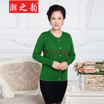 潮之韵14秋冬新款 <em>中老年女士</em>麻花<em>羊绒开衫</em> 毛