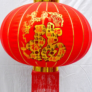 盛宝绒布百福灯笼大灯笼红灯笼大红灯笼挂户外元旦春节乔迁灯笼灯 喜庆红灯笼百福摇钱树灯笼 百福灯笼80#撑开55CM