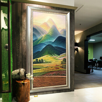 雅创(yarche) 手绘欧式油画装饰画玄关客厅风景油画 美式背景墙挂画竖