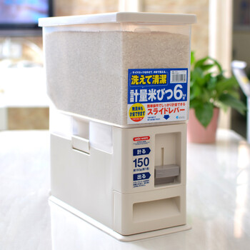 
                                        ASVEL日本计量储米箱米桶塑料米缸6kg/12kg带滑轮厨房防潮面粉桶 12kg                