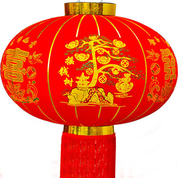 盛宝绒布百福灯笼大灯笼红灯笼大红灯笼挂户外元旦春节乔迁灯笼灯 喜庆红灯笼百福摇钱树灯笼 百福灯笼80#撑开55CM