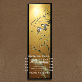 
                                        添画 新中式花鸟画纯手绘油画客厅走廊书房办公室装饰画别墅酒店挂画 第一幅 60*180CM                
