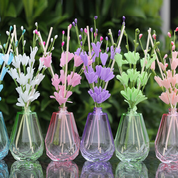 心心香印无火香薰精油套装礼盒装 插花室内藤条家用房间香水 净化除味 香水百合&水晶绿色
