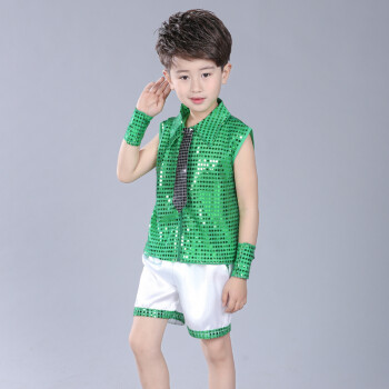 六一儿童节演出服爵士舞幼儿园表演服男亮片舞蹈服环保服装时装秀