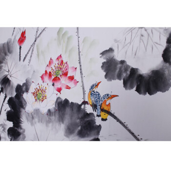 浩铭 国画荷花 字画 纯手绘真迹装饰画 名人字画国画作品 办公室/客厅/书房