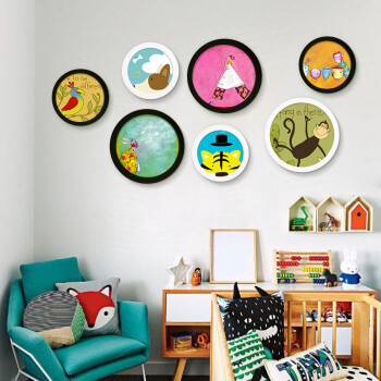 家装软饰 相框/照片墙 颗粒归仓 创意简约现代儿童相片框实木质圆形