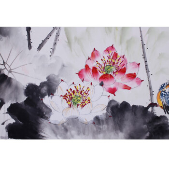 浩铭 国画荷花 字画 纯手绘真迹装饰画 名人字画国画作品 办公室/客厅/书房