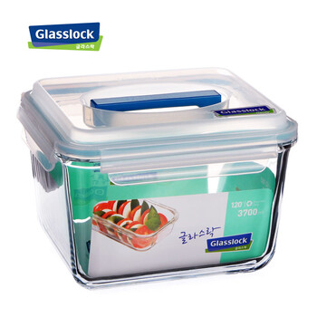 
                                        韩国Glasslock钢化玻璃保鲜盒大容量手提密封储物盒MHRB370 3.7L                