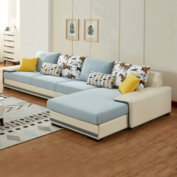全友（QUANU） 全友家居 沙发现代简约客厅小户型布沙发整装皮布沙发组合 102085C 反向布皮沙发(1+3+转),降价幅度15.4%