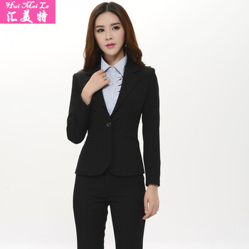 
                                                            汇美特 小西装职业装女装套装秋装正装外套西服套装工作服套裙 西装+裤子+裙子+V领白衬衣(一粒扣四件套) S(建议75-89斤以内)                