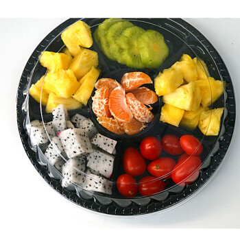 一次性水果包装盒子沙拉盒透明塑料6分格打包保鲜果切