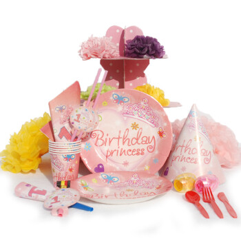 孩派HighParty生日派对用品/派对用品/装饰用品/一岁公主/6人基本装
