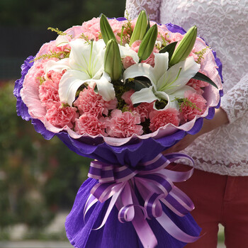 母亲节鲜花粉色康乃馨花束红色康乃馨鲜花礼盒 生日鲜花礼物 送妈妈