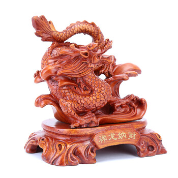 
                                        恋美 工艺礼品摆件 龙马笔筒商务送礼摆件办公桌面摆设工艺品摆件送老师送同学 祥龙纳财-木XHY716W                