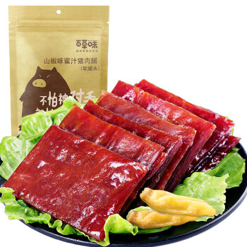 百草味 休闲零食肉干肉脯肉类小吃 山椒味蜜汁猪肉脯180g