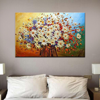 
                                        麦画 现代时尚无框画厚油画纯手绘油画客厅卧室玄关壁画餐厅挂画欧式背景墙 花卉装饰画 无框画 100*150cm                