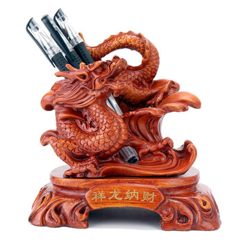 
                                        恋美 工艺礼品摆件 龙马笔筒商务送礼摆件办公桌面摆设工艺品摆件送老师送同学 祥龙纳财-木XHY716W                