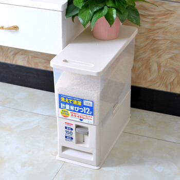 
                                        ASVEL日本计量储米箱米桶塑料米缸6kg/12kg带滑轮厨房防潮面粉桶 12kg                