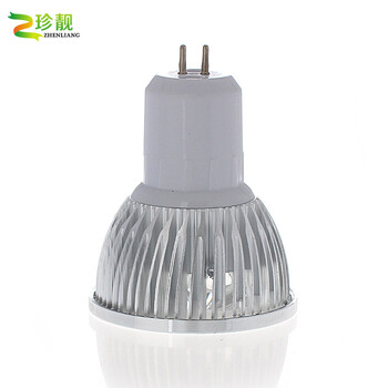 
                                        珍靓 LED光源GU5.3灯杯精工车铝外壳3W插口220V大功率高压MR16射灯 正白                