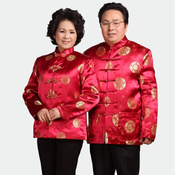 花图 中老年唐装男女士棉袄中式立领改良情侣装秋冬季