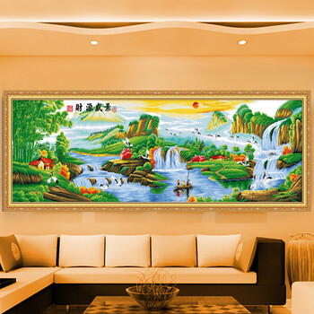 诗美诗格精准印花十字绣客厅大画财源滚滚广进系列财源盛景 2.2米棉线精准印花