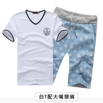 根神话 夏装韩版 纯棉印花男士修身短袖t恤<em>配短</em>