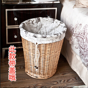 
                                        尚居优品 脏衣篮藤编收纳筐有盖收纳箱大号脏衣篓脏衣服衣物带盖收纳篮 手工柳编工艺品整理筐 蜜色筐巴黎铁塔布 大号                