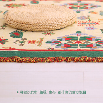 沙发巾棉线布艺防滑布艺美式田园风双面针织两用加厚沙发罩巾 230*250cm