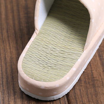 Homix 草编防滑厚底家居拖鞋 米色波点 35-38码
