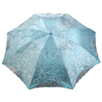 【京东超市】天堂伞 春意阑珊三折超轻绣花晴雨伞33200E蔚兰色