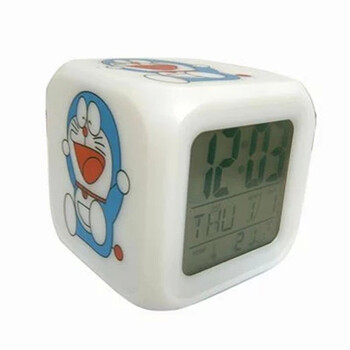 尔腾 TK猫七彩钟/心情减压钟/七彩变色闹钟/带温度计 日期 叮当猫七彩钟 闹钟