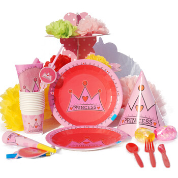 孩派HighParty儿童生日派对用品/生日聚会用品/生日用品/公主粉皇冠6人基本装