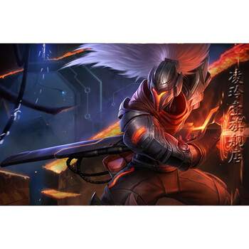 lol海报游戏画金克丝盲僧亚索网吧网咖宿舍超大定制壁纸 源计划-亚索