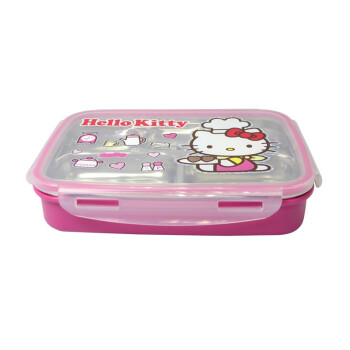 乐扣乐扣hello kitty不锈钢儿童学生餐盒分隔便当饭盒LKT472 LKT472带底座-送包